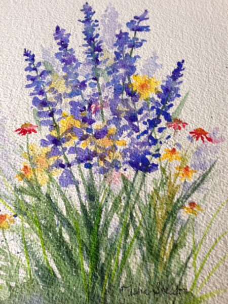 vẽ khóm hoa violet (xanh)