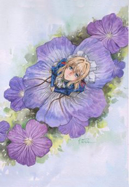 Hình vẽ hoa violet anime
