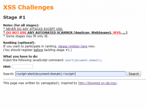 XSS Challenges by yamagata21