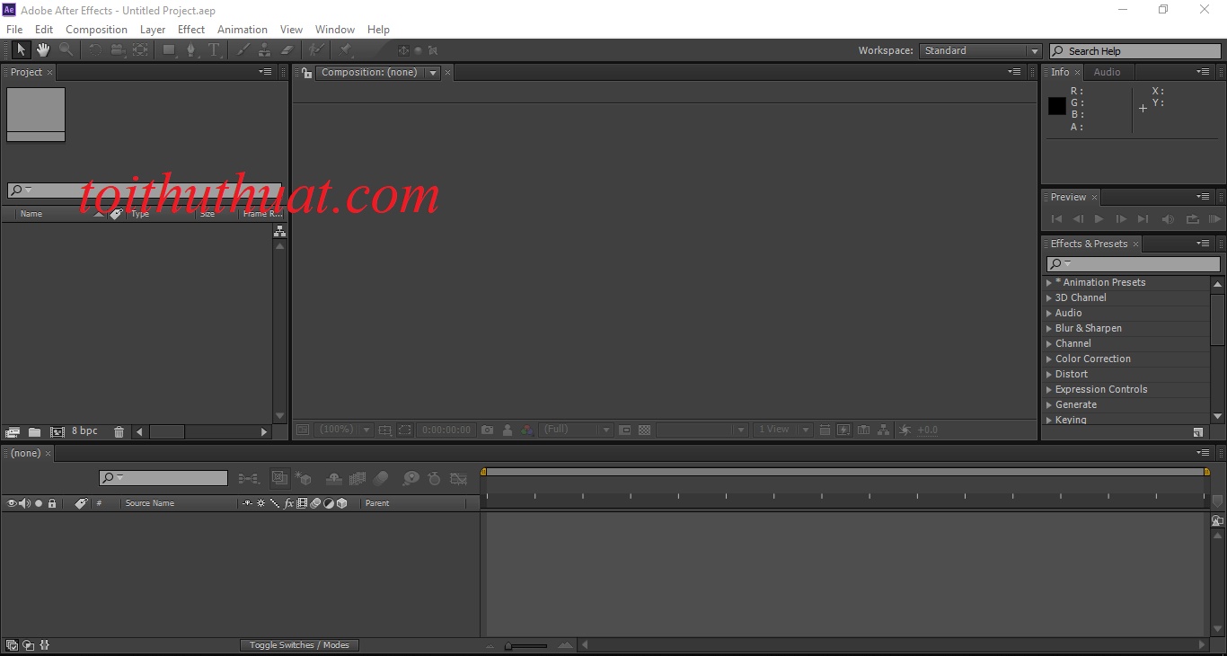 Giao diện Adobe After Effects CS6
