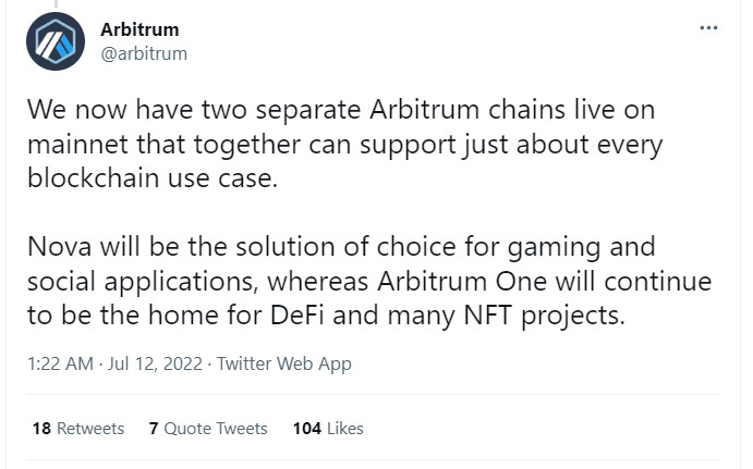 Arbitrum ra mat mainet Arbitrum Nova – huong den Gaming