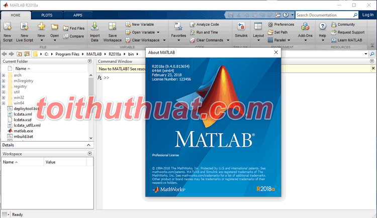 Toithuthuat.com đã kích hoạt thành công matlab để sử dụng lâu dài