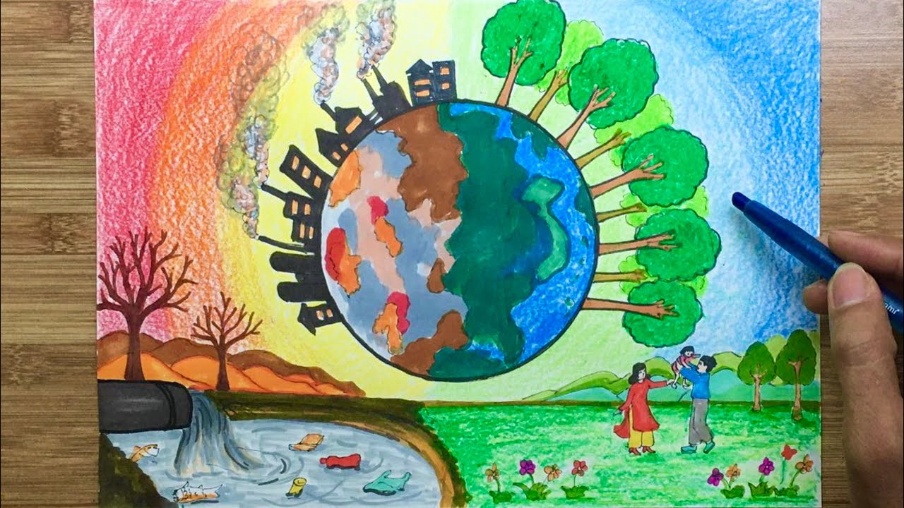 Ý tưởng vẽ tranh vì môi trường tương lai #68 | Cách vẽ tranh bảo vệ môi trường| tranh tương [MỚI CẬP NHẬT] - TƯ VẤN SINH VIÊN HCM
