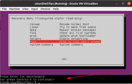 Cách đặt lại mật khẩu root khi quên trong Ubuntu 20