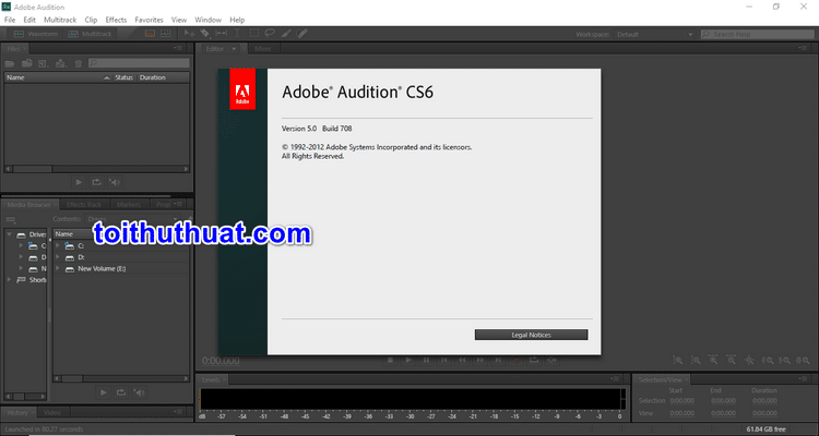 Như hình thì admin đã cài đặt thành công Audition CS6 rồi, quá đơn giản