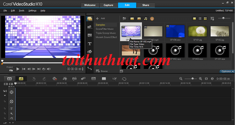 Giao diện edit video trong phần mềm corel videostudio x10