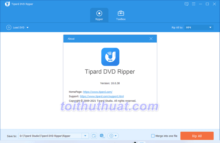 Tipard DVD Ripper 10 - Hỗ trợ chuyển đổi DVD