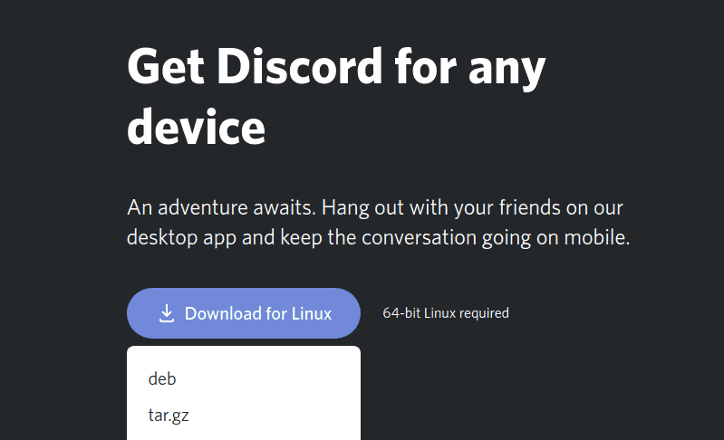 Cài đặt Discord app sử dụng .deb