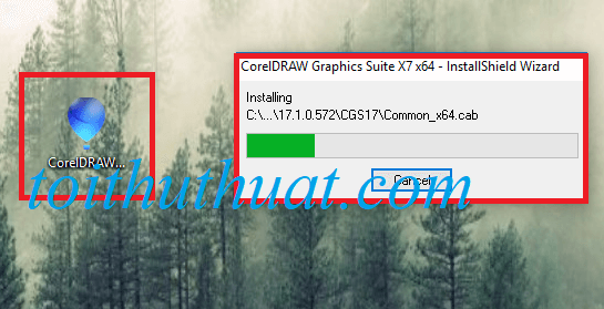 Khởi động file setup.exe để tiến hành cài đặt Corel Draw x7