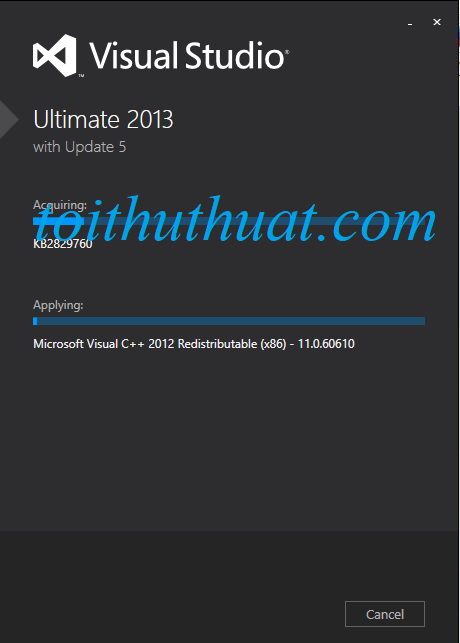 Khi bạn chọn Install, phần mềm visual studio 2013 sẽ tiến hành cài đặt