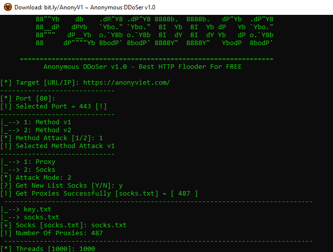 hướng dẫn dùng tool ddos Anonymous DDoSer v1.0