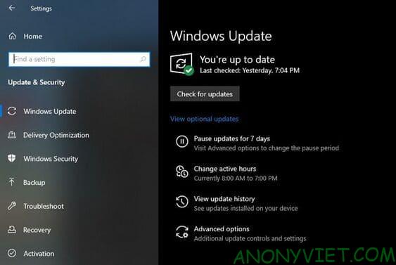 Chạy Windows Update và cấu hình cài đặt cập nhật