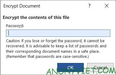 Bảo vệ tài liệu bằng Password